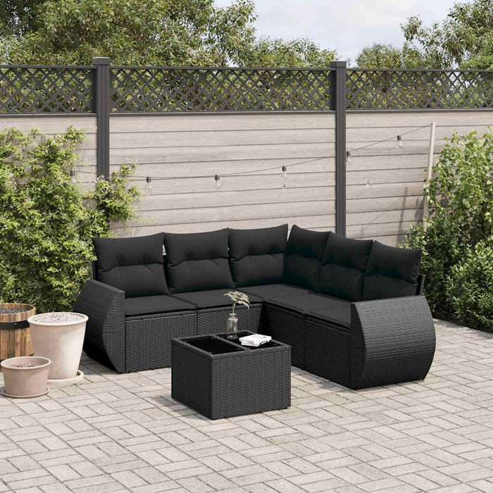 Set mobilier de grădină cu perne, 6 piese, negru, poliratan - WALTI WALTI