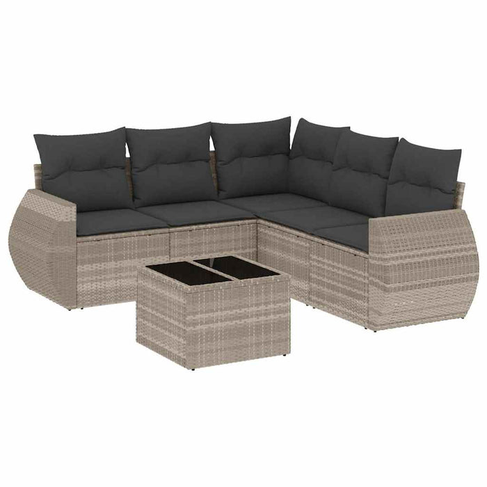 Set canapele de grădină cu perne, 6 piese gri deschis poliratan - WALTI WALTI