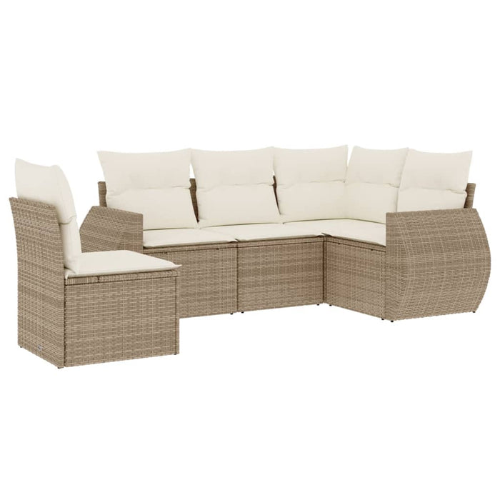 Set canapele de grădină cu perne, 5 piese, bej, poliratan WALTI
