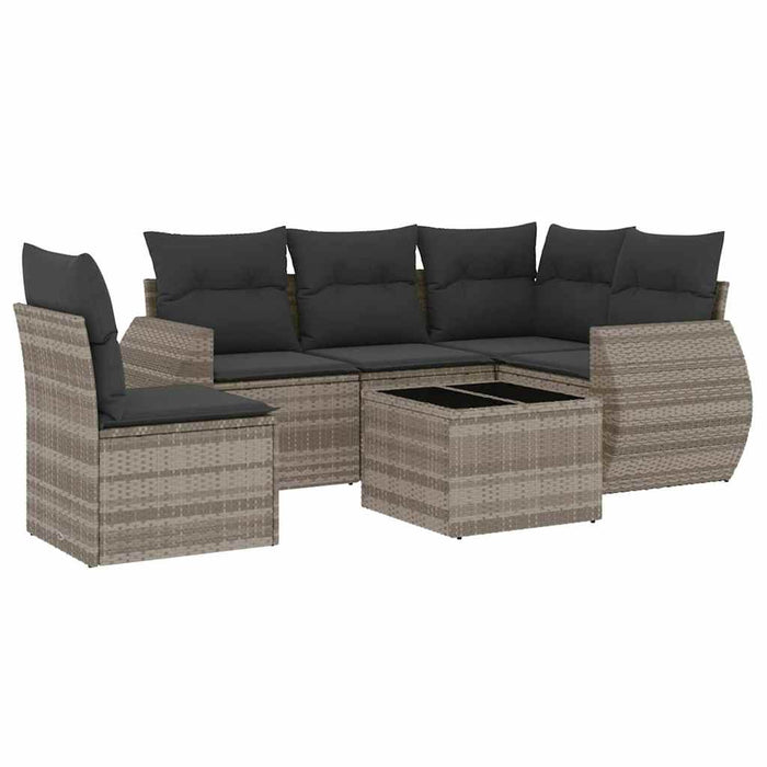 Set canapele de grădină cu perne, 6 piese gri deschis poliratan - WALTI WALTI