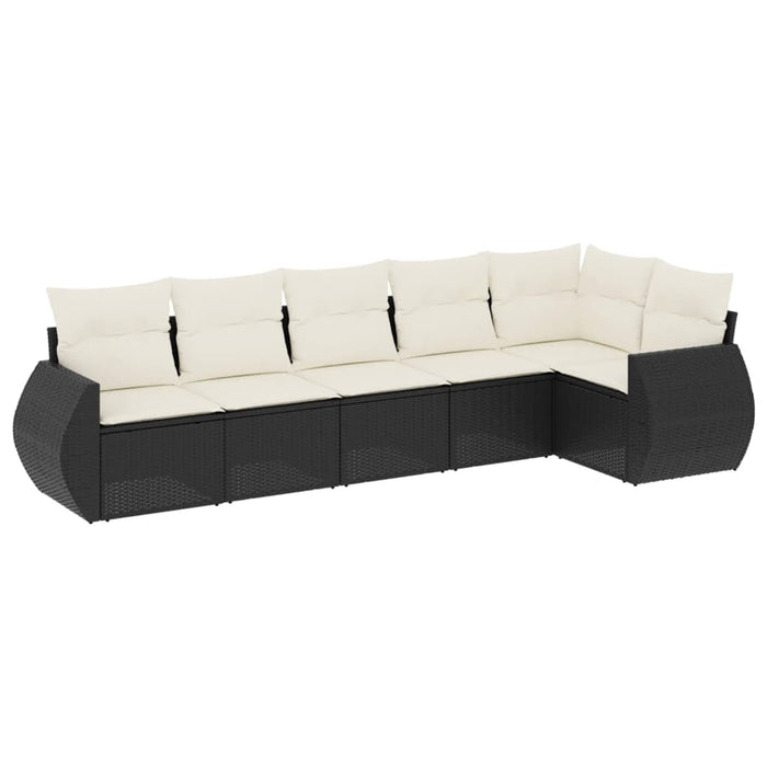 Set mobilier de grădină cu perne, 6 piese, negru, poliratan - WALTI WALTI