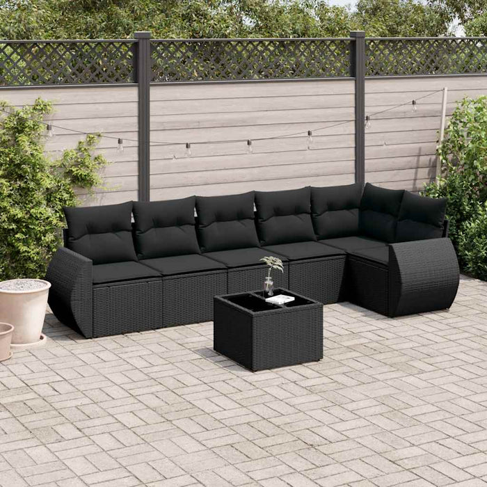 Set canapele de grădină cu perne, 7 piese, negru, poliratan - WALTI WALTI