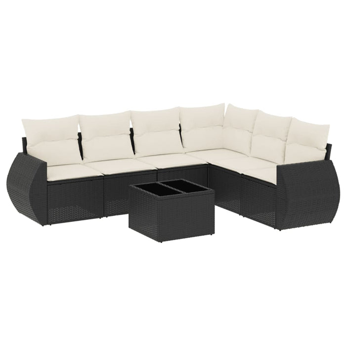 Set canapele de grădină cu perne, 7 piese, negru, poliratan - WALTI WALTI