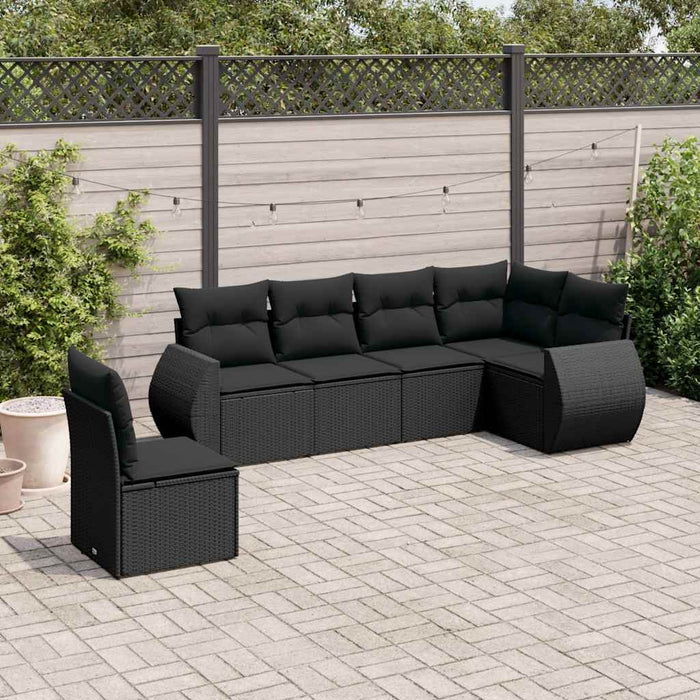 Set mobilier de grădină cu perne, 6 piese, negru, poliratan - WALTI WALTI
