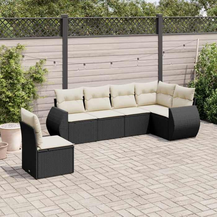 Set mobilier de grădină cu perne, 6 piese, negru, poliratan - WALTI WALTI