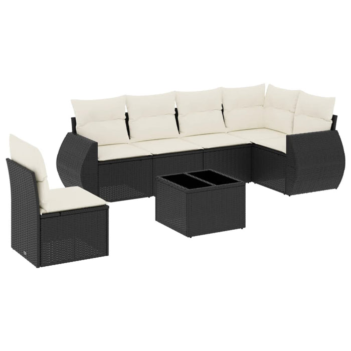 Set canapele de grădină cu perne, 7 piese, negru, poliratan - WALTI WALTI