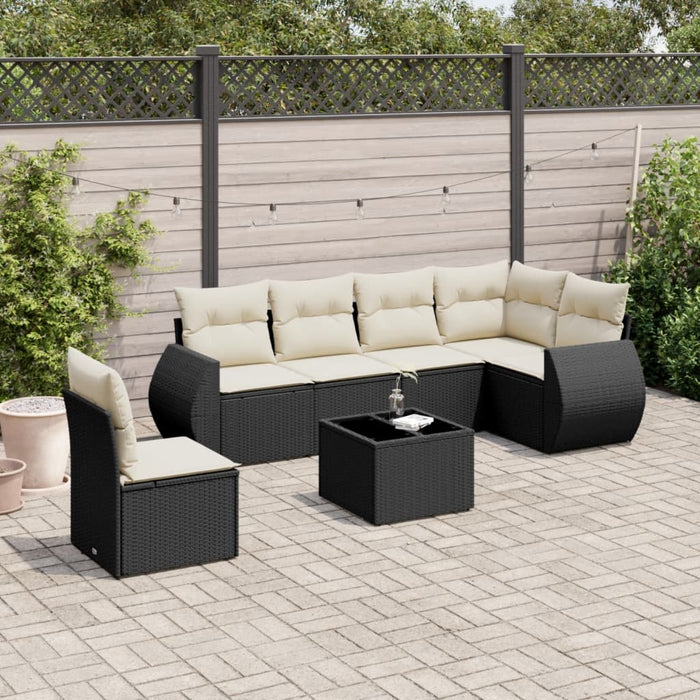 Set canapele de grădină cu perne, 7 piese, negru, poliratan - WALTI WALTI