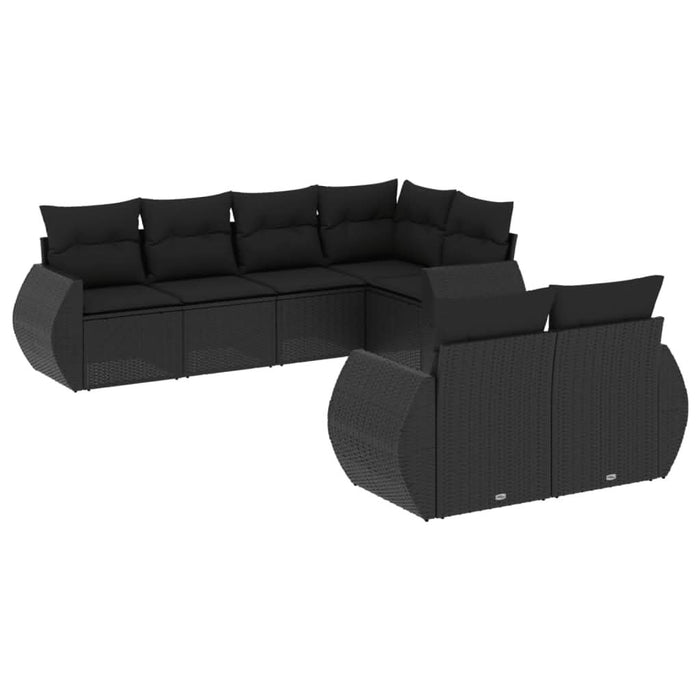 Set canapele de grădină cu perne, 7 piese, negru, poliratan - WALTI WALTI
