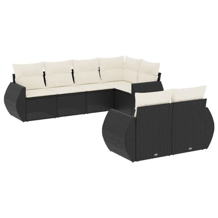 Set canapele de grădină cu perne, 7 piese, negru, poliratan - WALTI WALTI