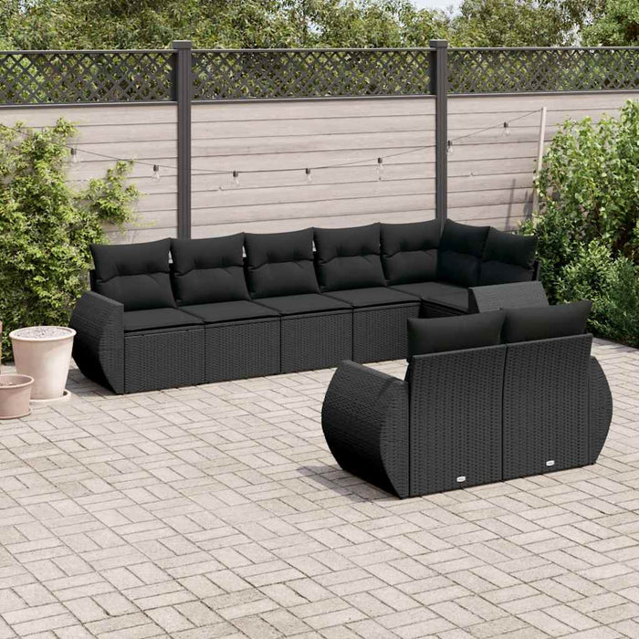 Set mobilier de grădină cu perne, 8 piese, negru, poliratan - WALTI WALTI