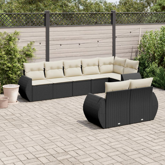Set mobilier de grădină cu perne, 8 piese, negru, poliratan - WALTI WALTI