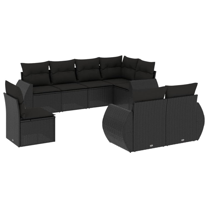 Set mobilier de grădină cu perne, 8 piese, negru, poliratan - WALTI WALTI