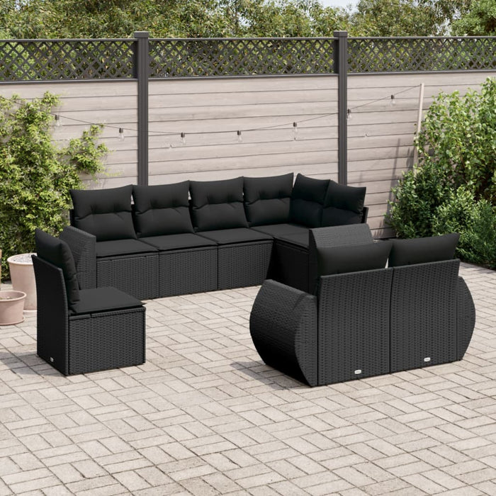 Set mobilier de grădină cu perne, 8 piese, negru, poliratan - WALTI WALTI