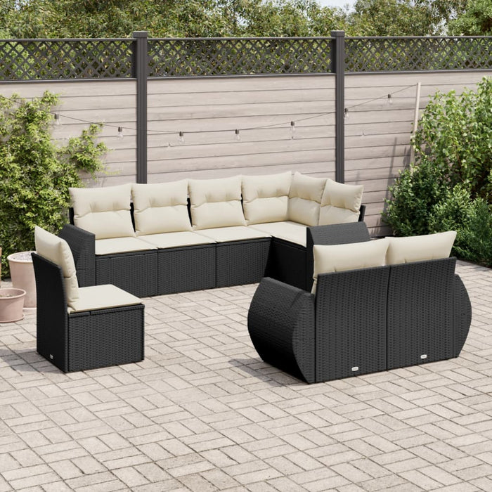 Set mobilier de grădină cu perne, 8 piese, negru, poliratan - WALTI WALTI