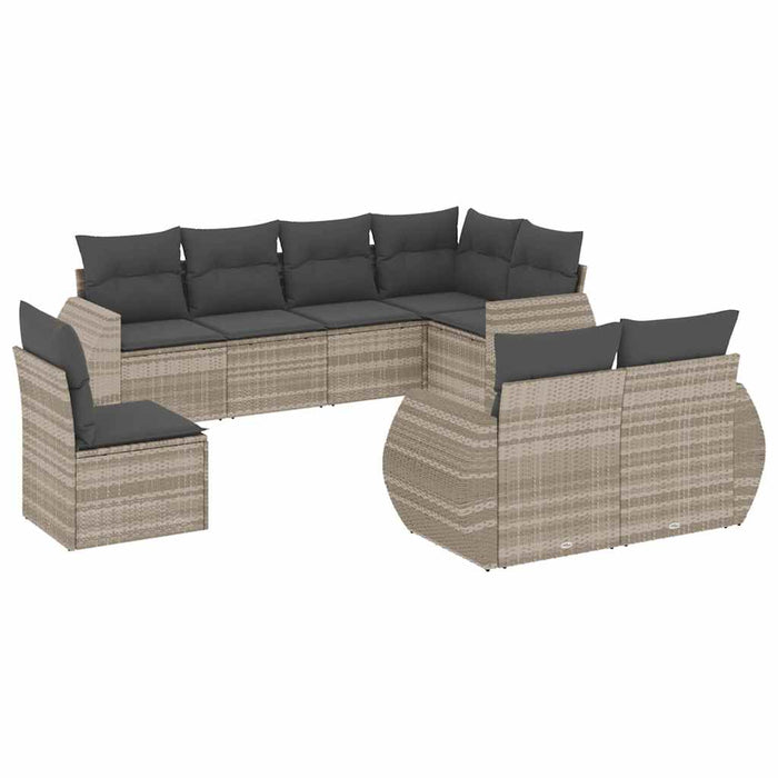 Set mobilier de grădină cu perne, 8 piese gri deschis poliratan - WALTI WALTI