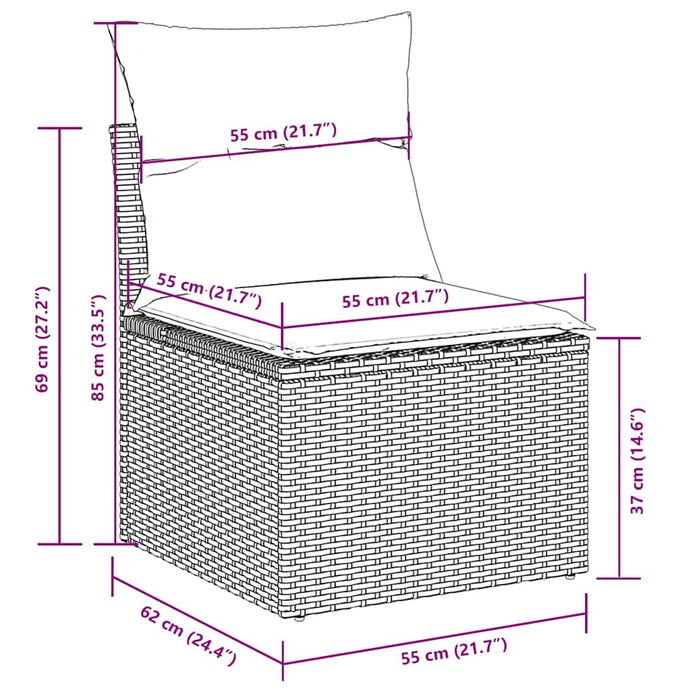 Set mobilier de grădină cu perne, 8 piese gri deschis poliratan - WALTI WALTI
