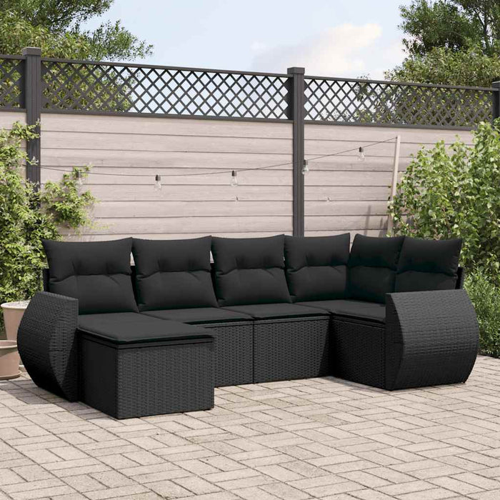 Set mobilier de grădină cu perne, 6 piese, negru, poliratan - WALTI WALTI