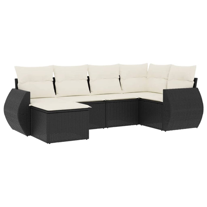 Set mobilier de grădină cu perne, 6 piese, negru, poliratan WALTI