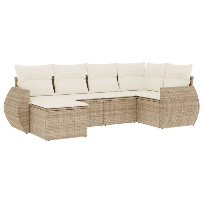 Set canapele de grădină cu perne, 6 piese, bej, poliratan WALTI