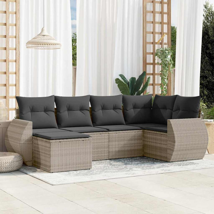Set canapele de grădină cu perne, 6 piese gri deschis poliratan - WALTI WALTI