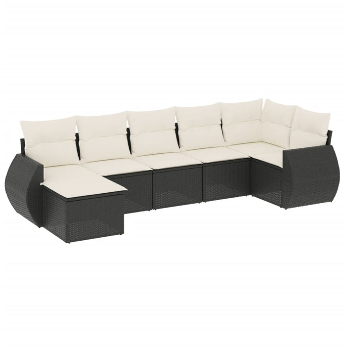 Set canapele de grădină cu perne, 7 piese, negru, poliratan WALTI