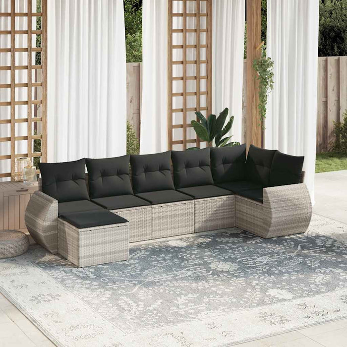 Set canapele de grădină cu perne, 7piese gri deschis poliratan - WALTI WALTI