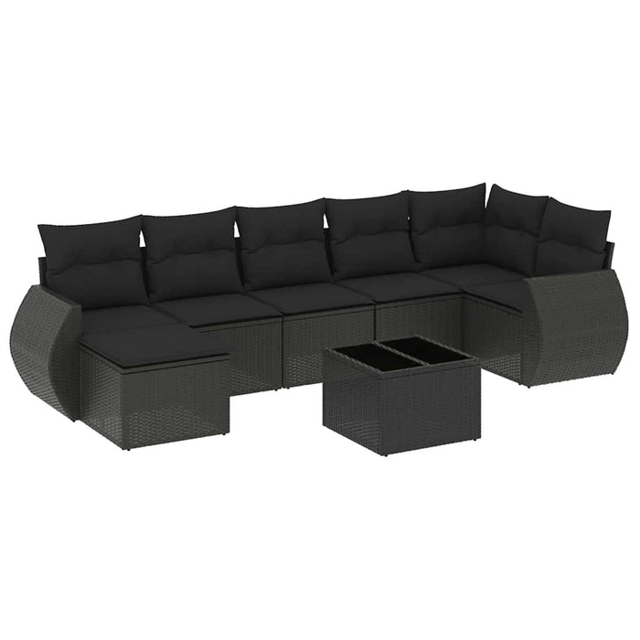 Set mobilier de grădină cu perne, 8 piese, negru, poliratan - WALTI WALTI