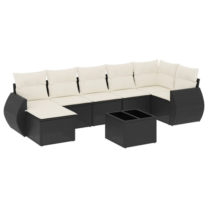 Set mobilier de grădină cu perne, 8 piese, negru, poliratan - WALTI WALTI