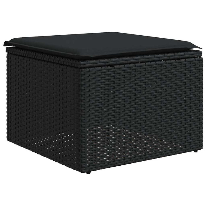 Set canapele de grădină cu perne, 7 piese, negru, poliratan WALTI