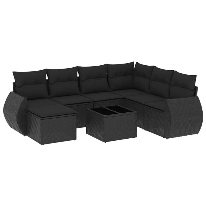 Set mobilier de grădină cu perne, 8 piese, negru, poliratan - WALTI WALTI