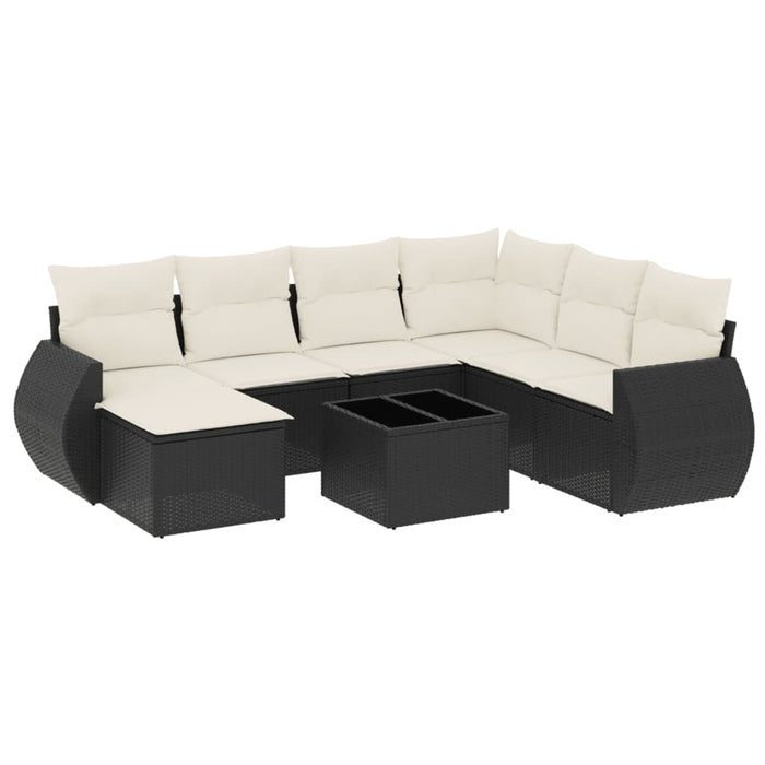 Set mobilier de grădină cu perne, 8 piese, negru, poliratan - WALTI WALTI
