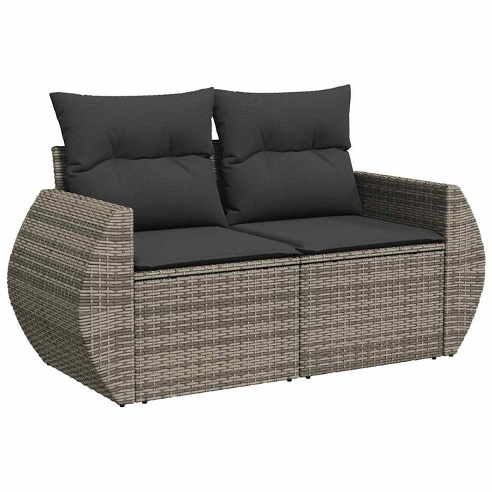 Set mobilier de grădină cu perne, 8 piese gri deschis poliratan - WALTI WALTI