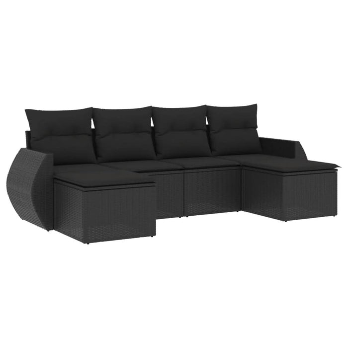Set mobilier de grădină cu perne, 6 piese, negru, poliratan - WALTI WALTI