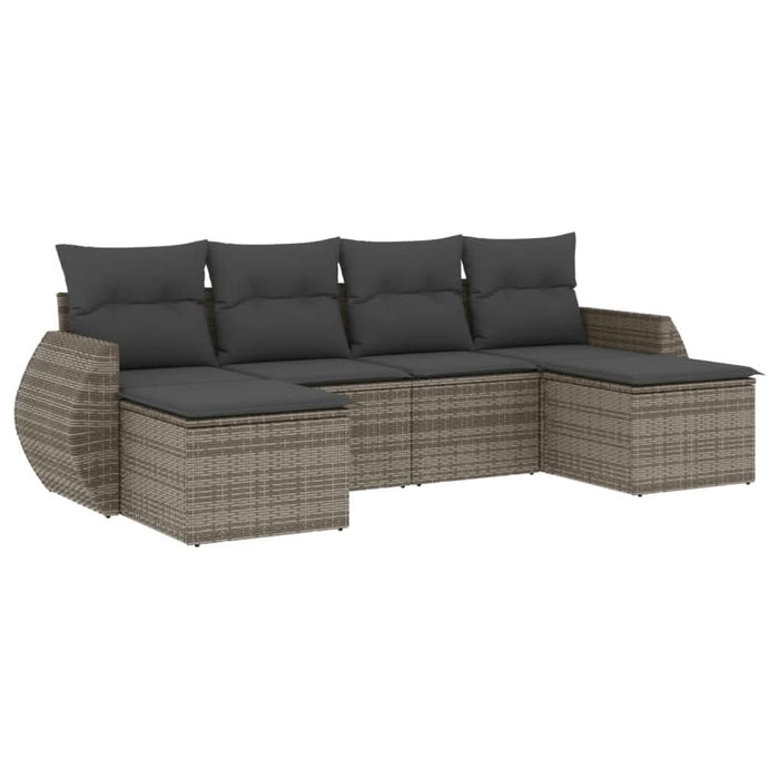 Set mobilier grădină cu perne, 6 piese, gri, poliratan - WALTI WALTI