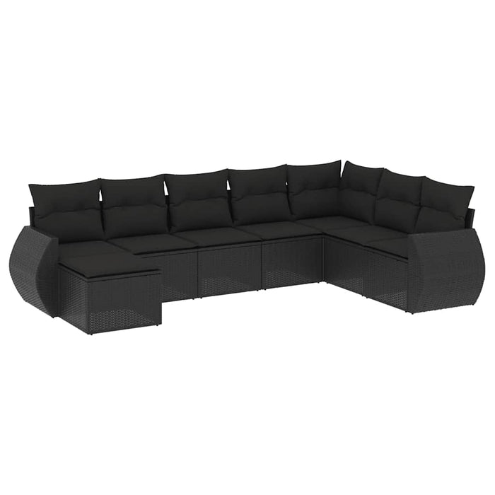 Set mobilier de grădină cu perne, 8 piese, negru, poliratan - WALTI WALTI