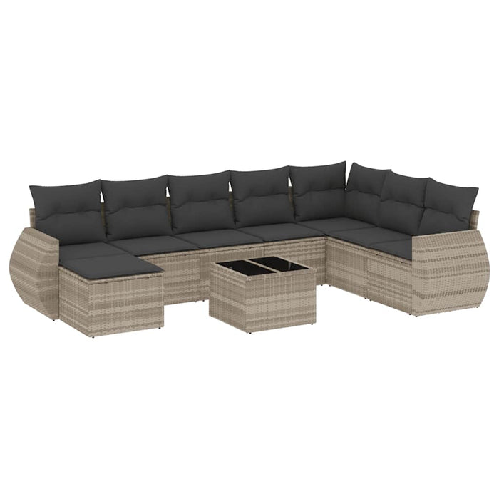 Set canapele de grădină cu perne, 9 piese gri deschis poliratan - WALTI WALTI