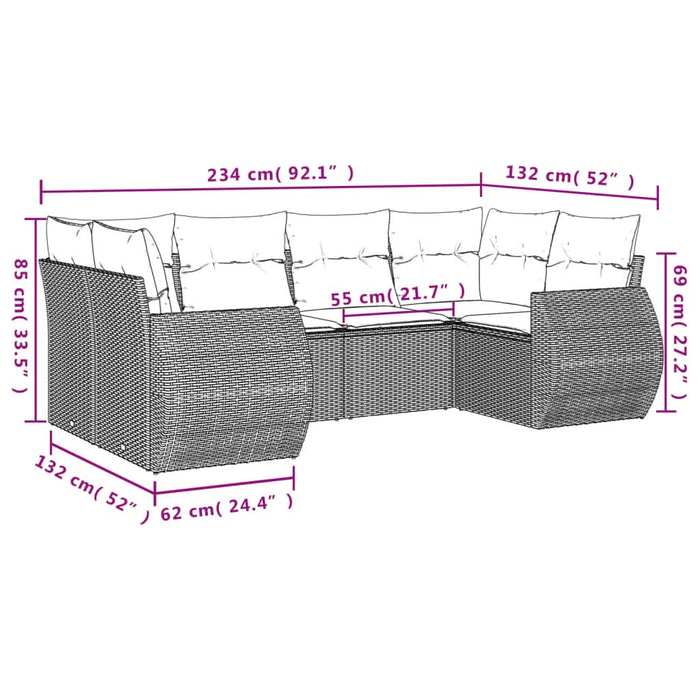 Set mobilier de grădină cu perne, 6 piese, negru, poliratan - WALTI WALTI