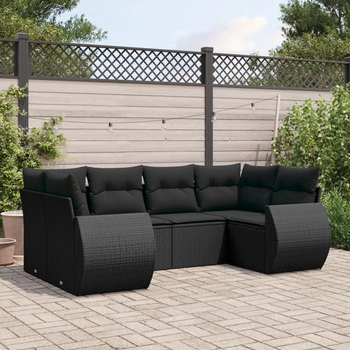 Set mobilier de grădină cu perne, 6 piese, negru, poliratan - WALTI WALTI