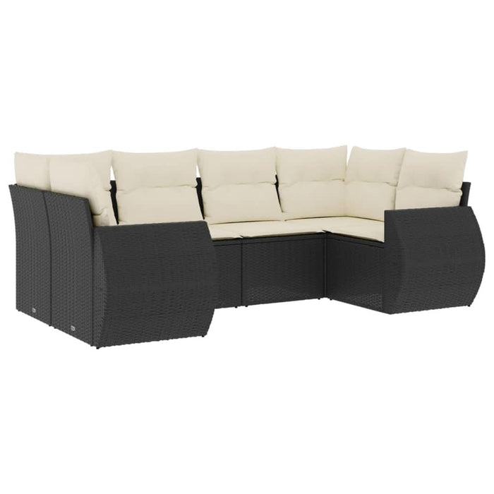 Set mobilier de grădină cu perne, 6 piese, negru, poliratan - WALTI WALTI