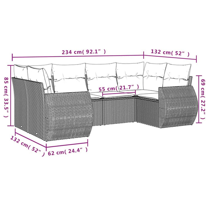 Set mobilier de grădină cu perne, 6 piese, negru, poliratan - WALTI WALTI