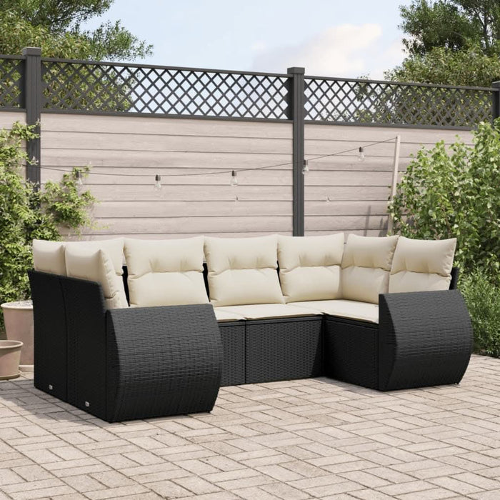 Set mobilier de grădină cu perne, 6 piese, negru, poliratan - WALTI WALTI