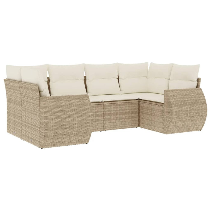 Set canapele de grădină cu perne, 6 piese, bej, poliratan WALTI