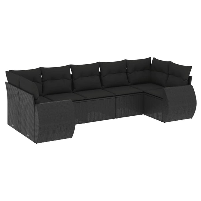 Set canapele de grădină cu perne, 7 piese, negru, poliratan - WALTI WALTI