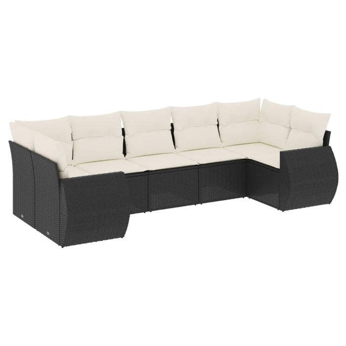 Set canapele de grădină cu perne, 7 piese, negru, poliratan - WALTI WALTI