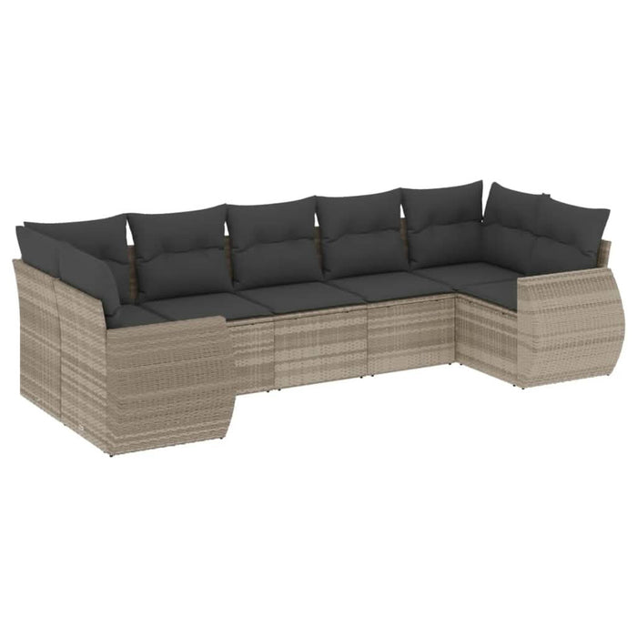 Set canapele de grădină cu perne, 7piese gri deschis poliratan - WALTI WALTI