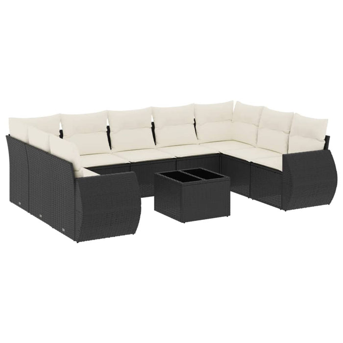 Set canapele de grădină cu perne, 10 piese, negru, poliratan - WALTI WALTI