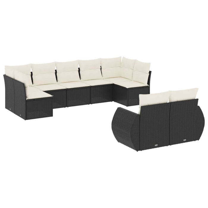 Set mobilier de grădină cu perne, 9 piese, negru, poliratan - WALTI WALTI