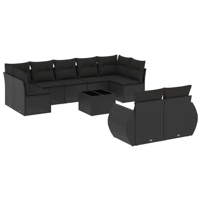 Set canapele de grădină cu perne, 10 piese, negru, poliratan - WALTI WALTI