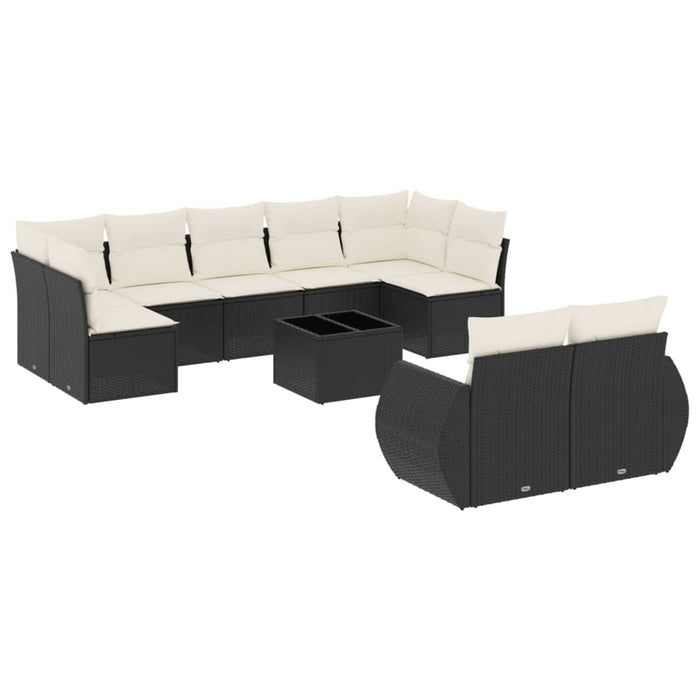 Set canapele de grădină cu perne, 10 piese, negru, poliratan - WALTI WALTI