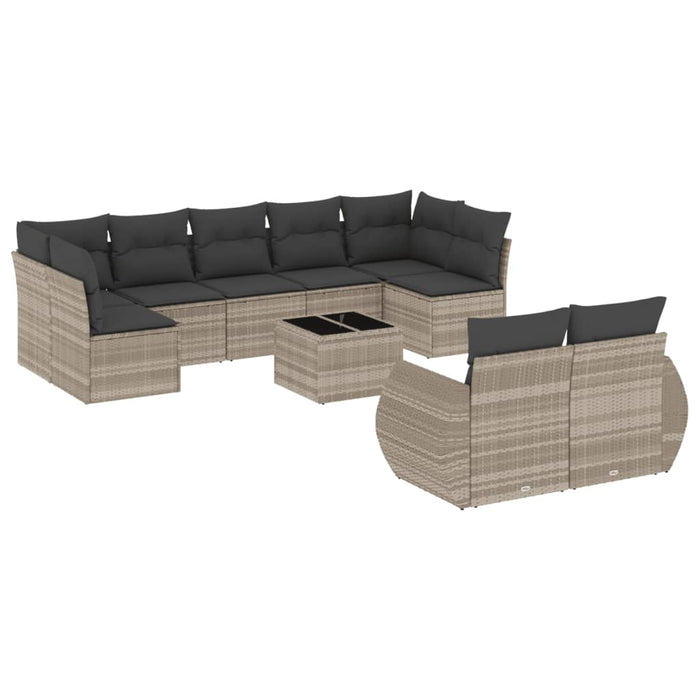 Set canapele de grădină cu perne 10 piese gri deschis poliratan - WALTI WALTI